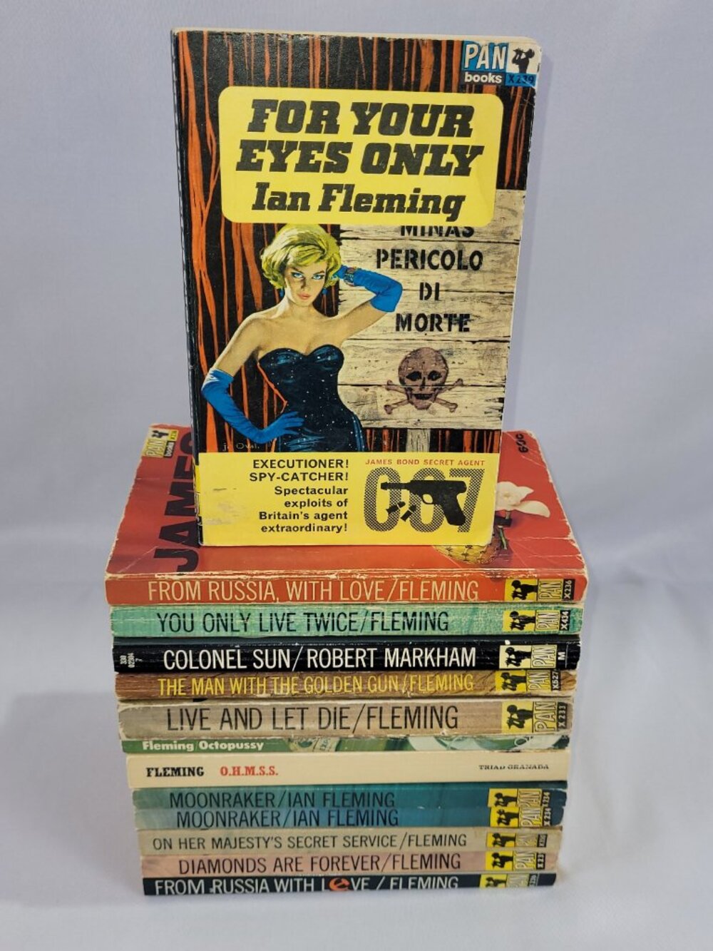Ian Fleming James Bond Vintage Pan Softcover Book Novel 13 Set 1960s Spy Movie